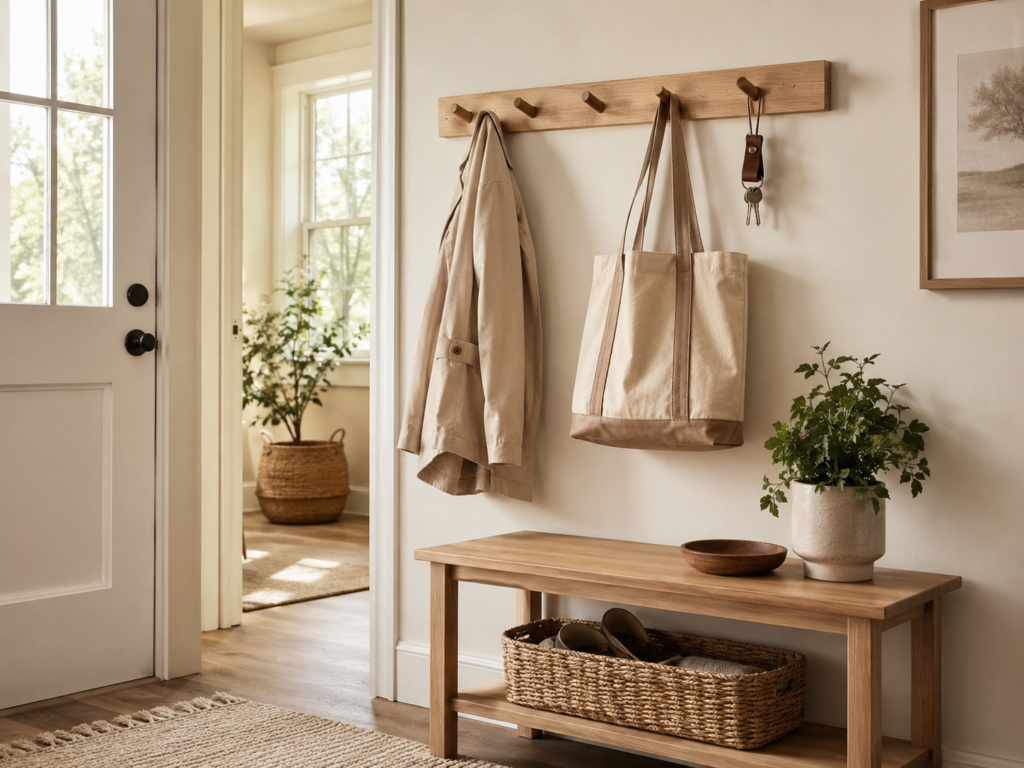 Entryway hooks for a tidy and organized home