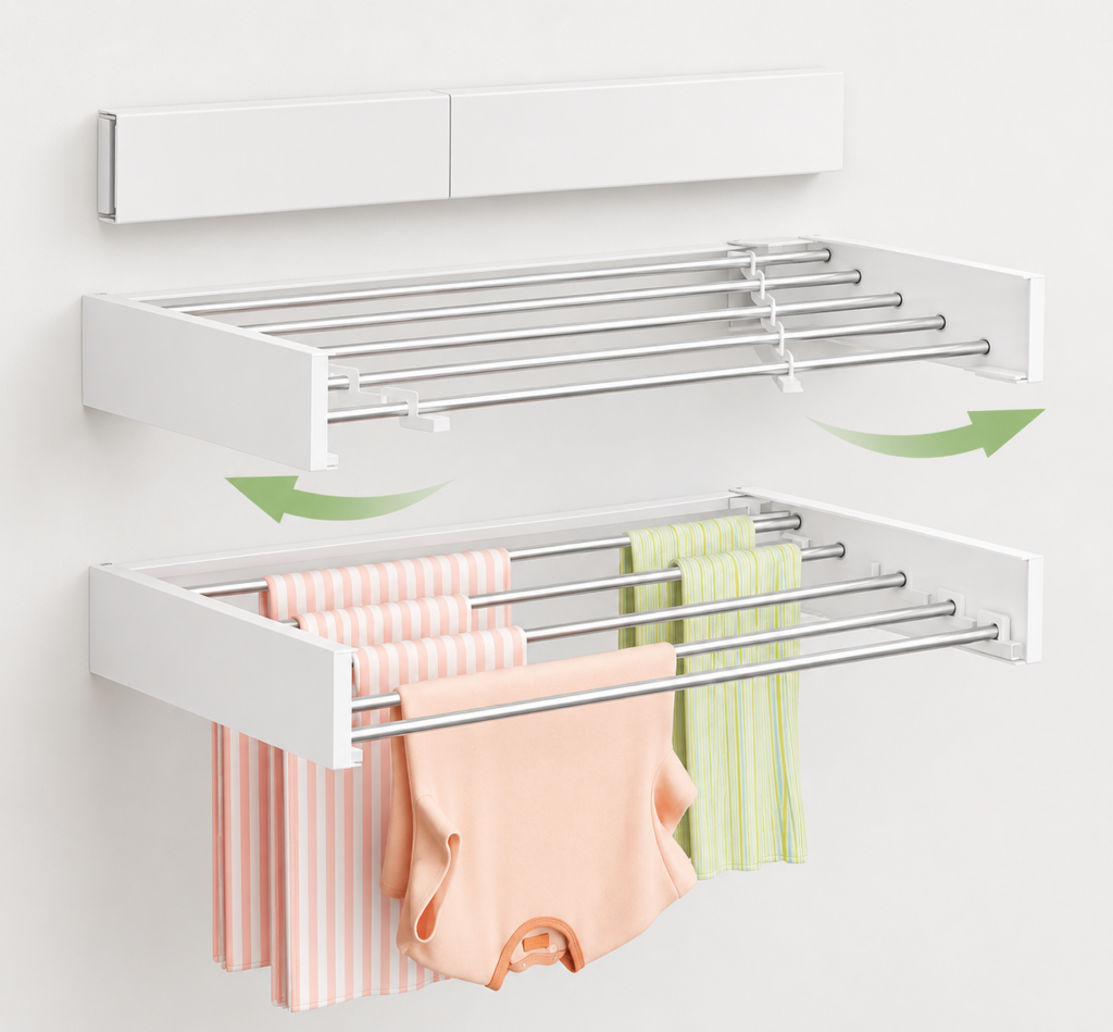 Foldable drying rack for laundry in small apartments and compact spaces